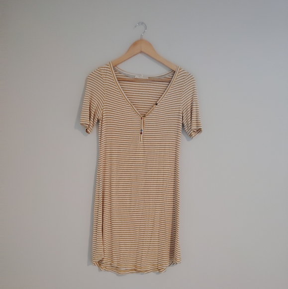 Pure+Good By Anthropologie Striped V-Neck Dress - Picture 2 of 7